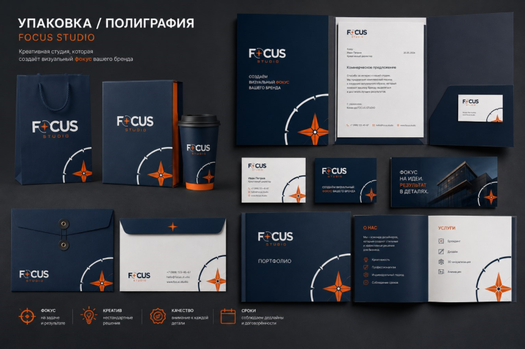 Упаковка, папки и полиграфия FOCUS STUDIO