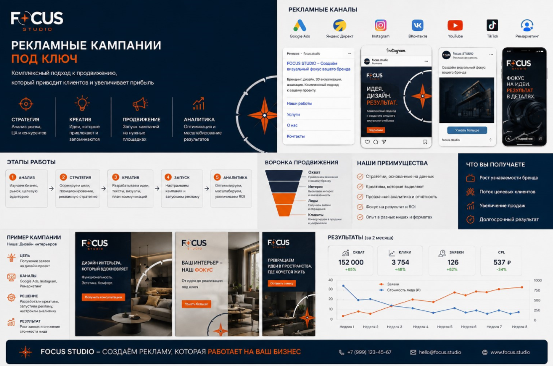 Презентационный макет рекламной кампании FOCUS STUDIO